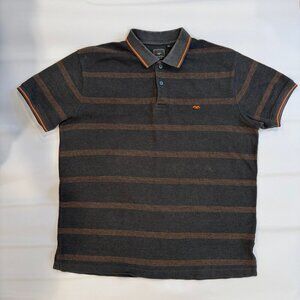 Mufti Authentic Men’s Polo Shirt 2XL Gray Orange Striped Short Sleeve Casual